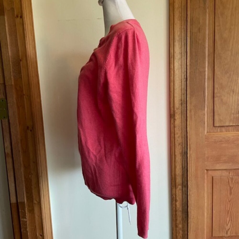 BODEN Pink Red Grosgrain Placket Button Cotton Long Sleeve Cardigan Swea… - Picture 10 of 15